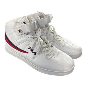 FILA Men’s High-Top Sneakers White Red Blue Size 12 - Excellent Condition